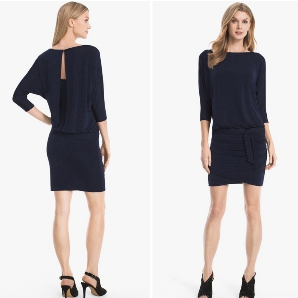 WHBM Metallic Ruby 3/4 Dolan Sleeve Dress